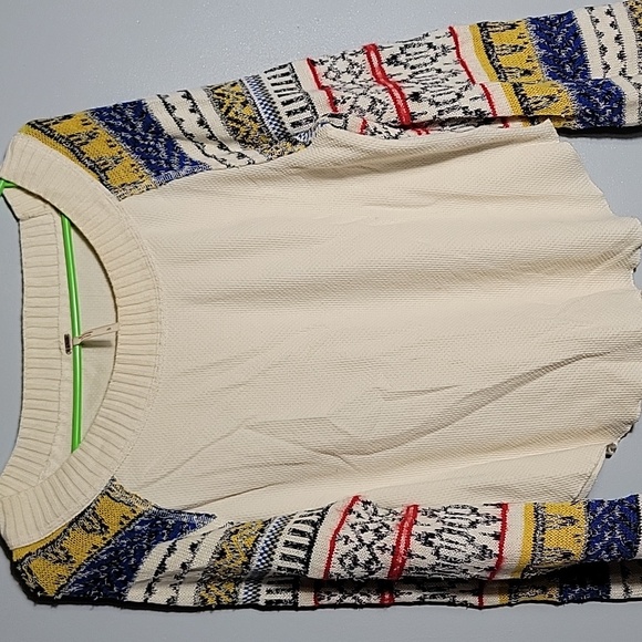 FREE PEOPLE Multi-coloured Sleeves Top Size L Cream - Picture 3 of 6